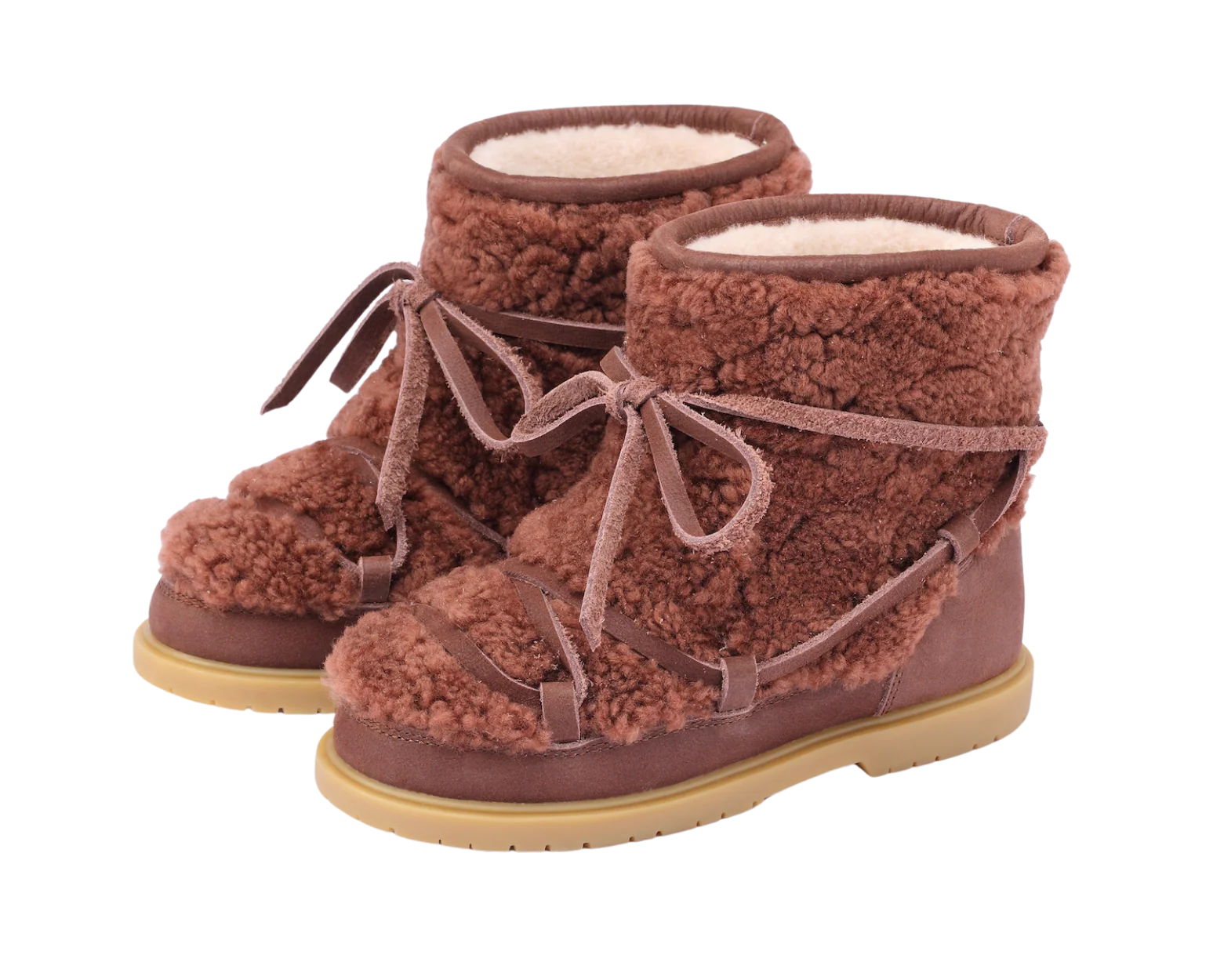 Cassia Boots | Brown Curly Sheep Wool