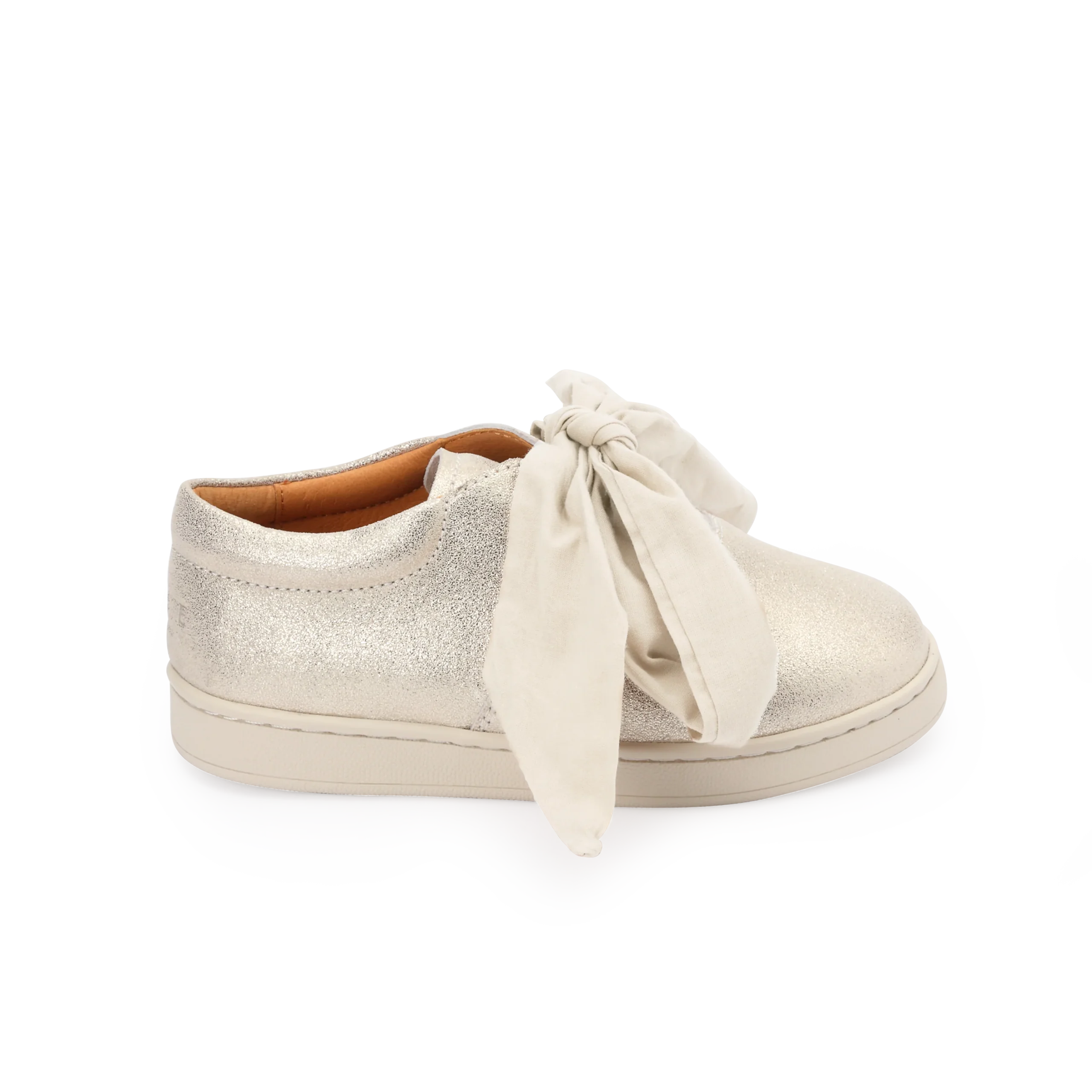 Emilia Organza Sneakers | Silver Metallic Leather – Image 4