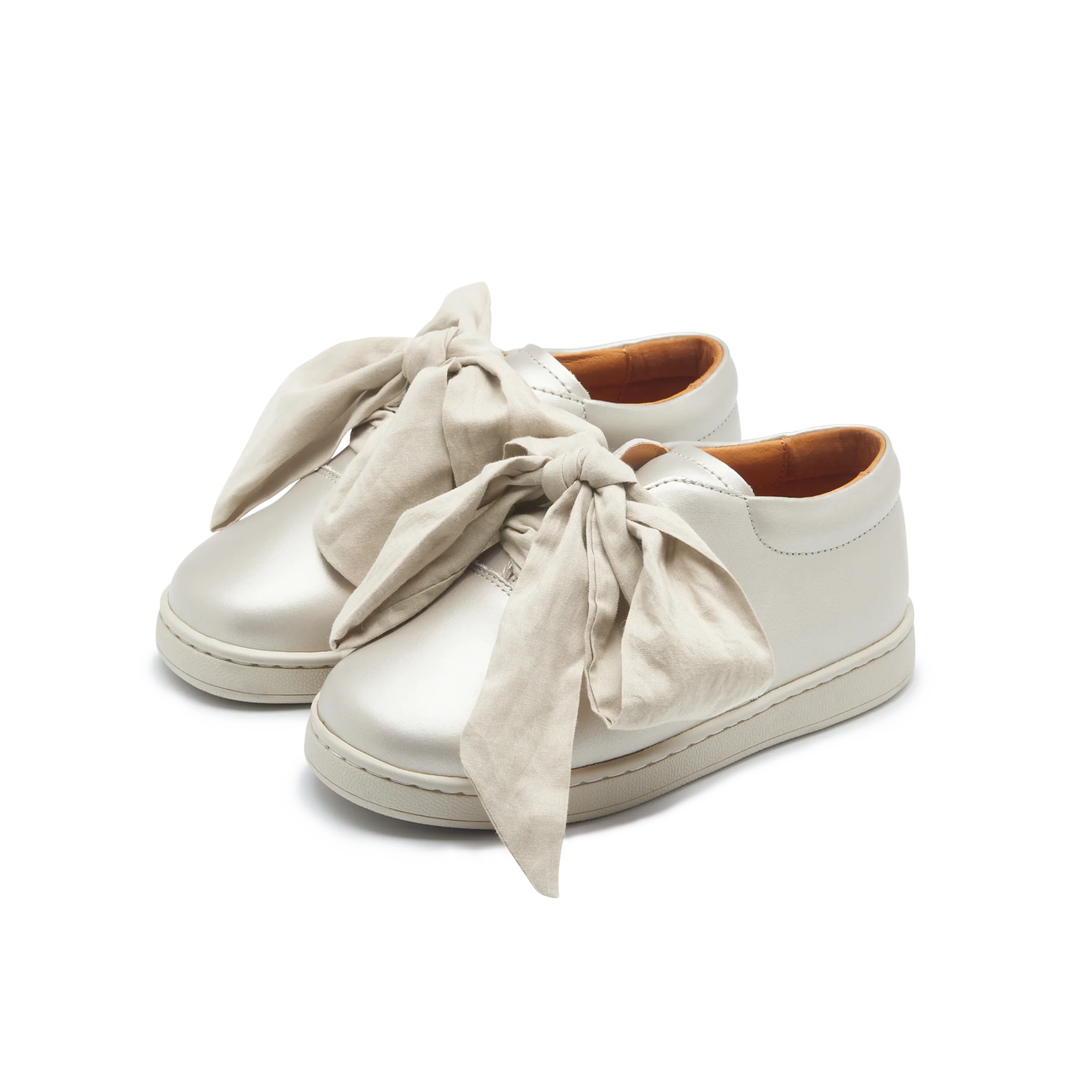 Emilia Organza Sneakers | Off White Metallic Leather