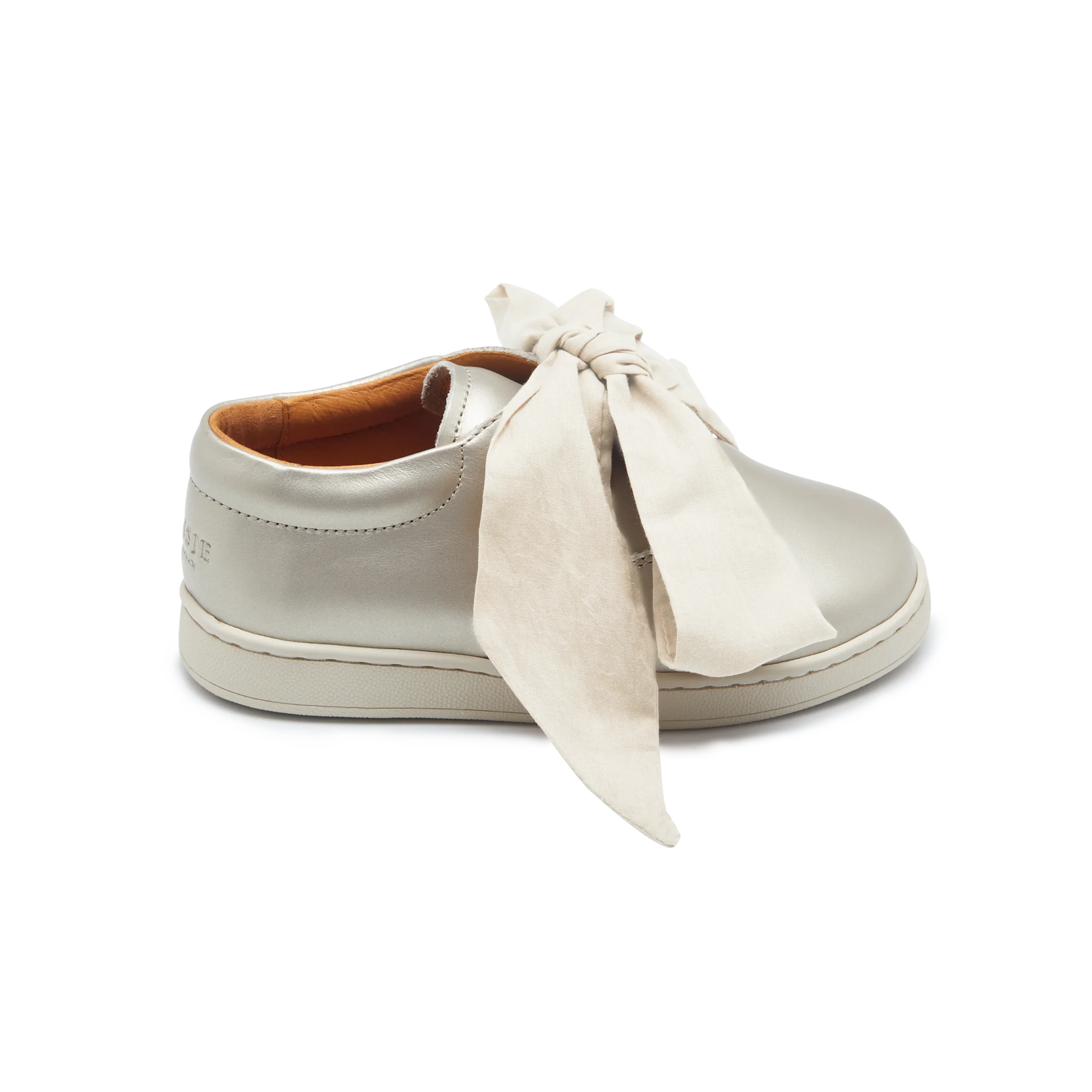 Emilia Organza Sneakers | Off White Metallic Leather – Image 4