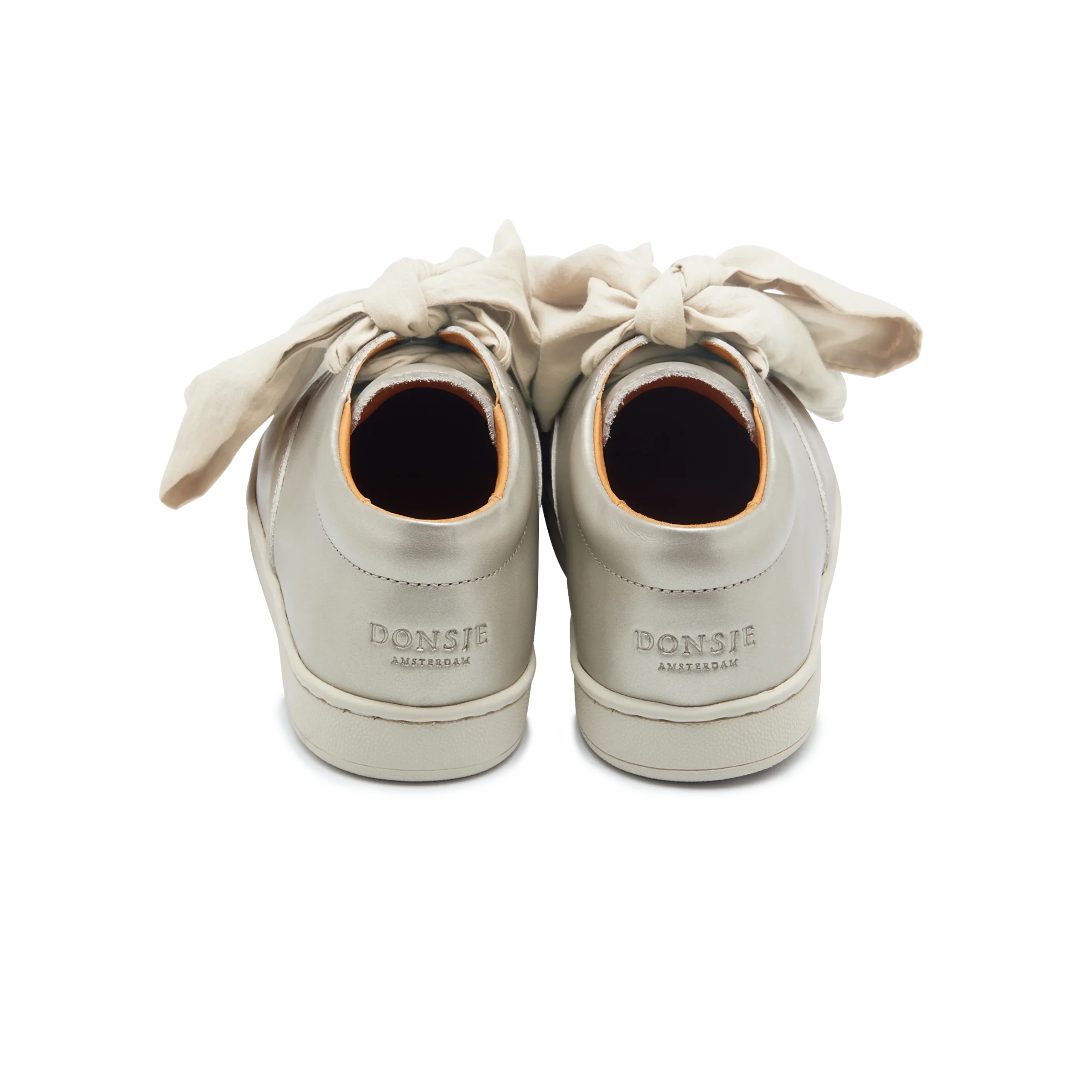Emilia Organza Sneakers | Off White Metallic Leather – Image 5