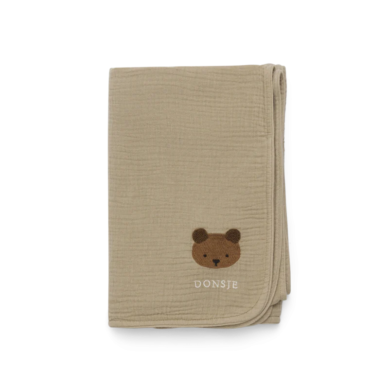 Ploekie Muslin Blanket XL | Bear | Taupe
