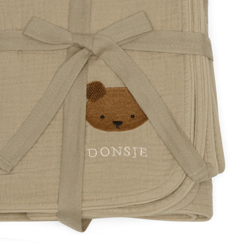 Ploekie Muslin Blanket XL | Bear | Taupe – Image 9