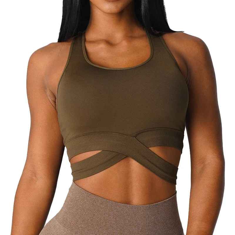Brassière Sport Femme Sans Couture Sculpt Bretelles Croisees | XS-L