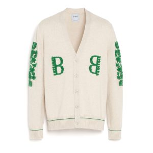 Cardigan col V logo B en cachemire
