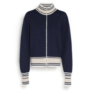 Cardigan zippé en cachemire chiné