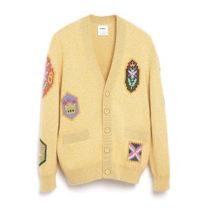 Cardigan col V en cachemire à symboles écossais