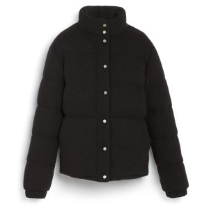 Doudoune à fines rayures en cachemire, laine et soie