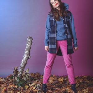 Surchemise sans manches carreaux Violet