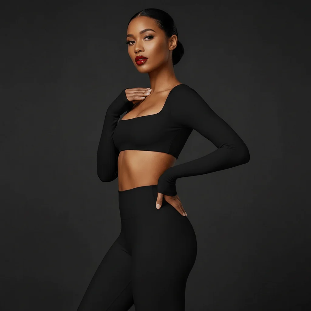 Crop Top Manche Longue Femme : Confort et Style au Quotidien – Image 9