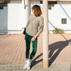 Legging velours texturé Vert Intense