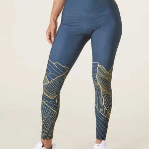 Legging technique femme - motif montagne bleu sarcelle