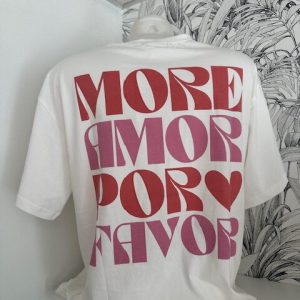 Tee-shirt blanc à message femme