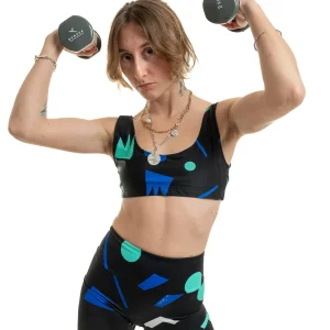 Short cycliste Noir Motif géométrique Bleu