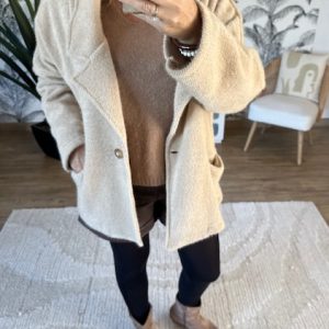 Manteau oversize beige femme