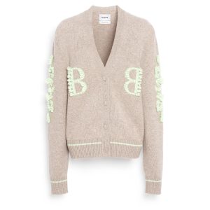 Cardigan col V logo B en cachemire