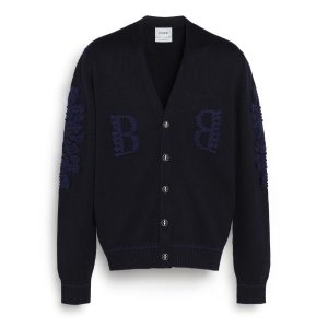 Cardigan col V logo B en cachemire