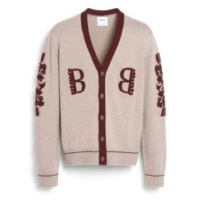 Cardigan col V logo B en cachemire