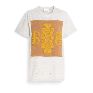T-Shirt strassé avec patch logo B en cachemire