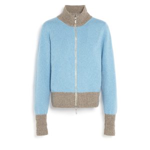 Cardigan zippé en cachemire chiné