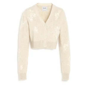 Cardigan en cachemire à motif fleuri