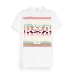 T-shirt avec patch logo B à rayures en cachemire