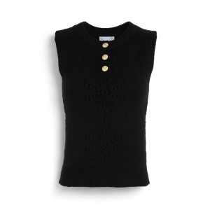 Top en cachemire et coton à motif