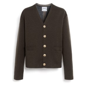 Cardigan col V en cachemire et laine
