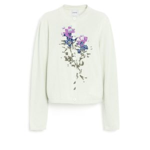 Cardigan en cachemire à motif fleuri