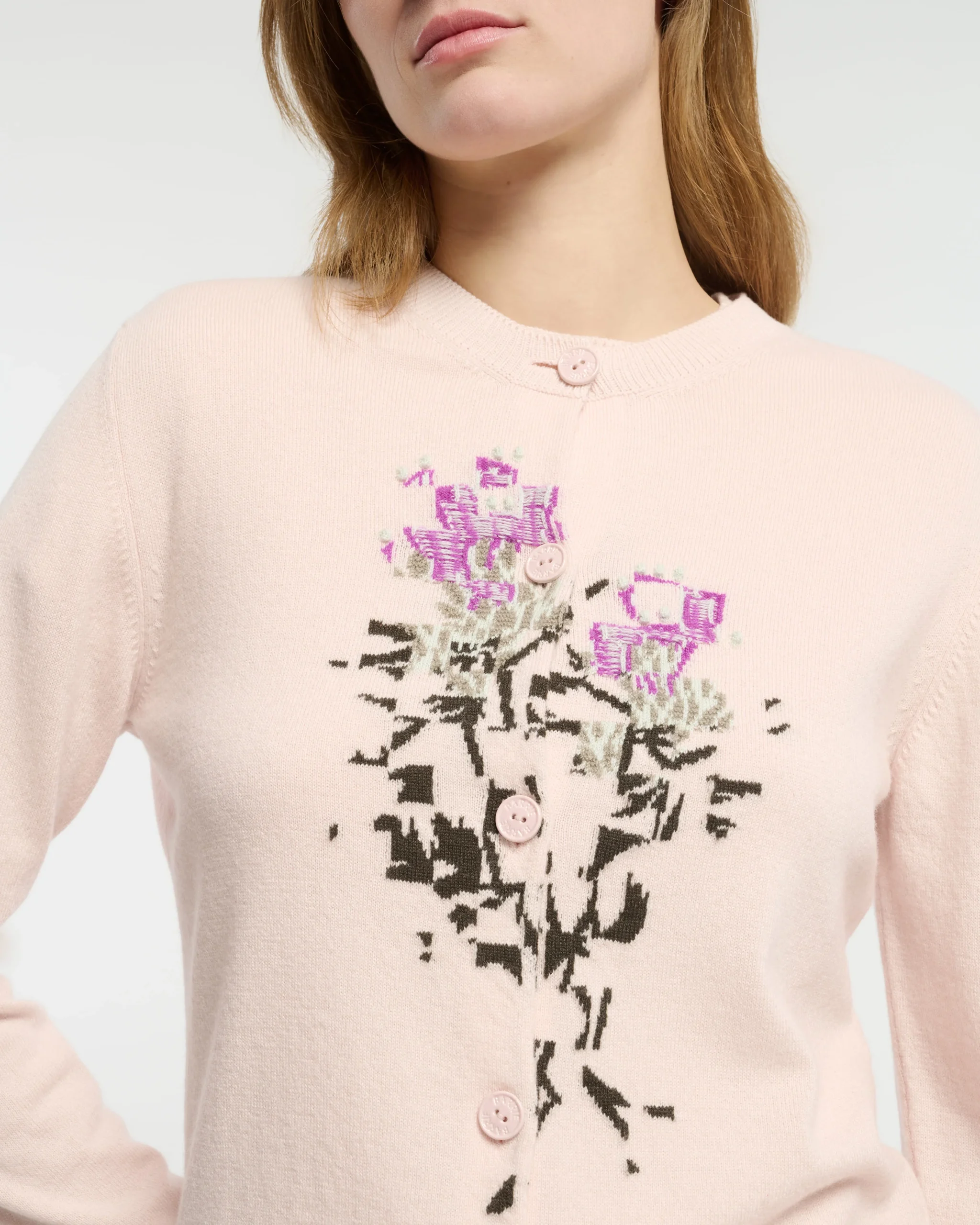 Cardigan en cachemire à motif fleuri – Image 2