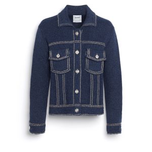 Veste Denim ajustée en cachemire et coton