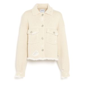 Veste Denim à franges en cachemire et coton