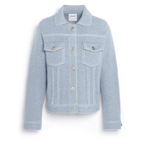Veste Denim en cachemire et coton à coupe droite