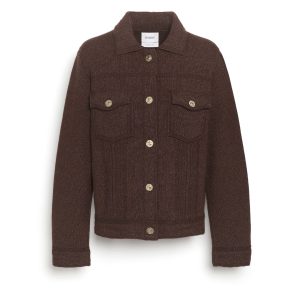 Veste Denim en cachemire et coton à coupe droite