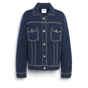 Veste Denim en cachemire et coton à coupe droite