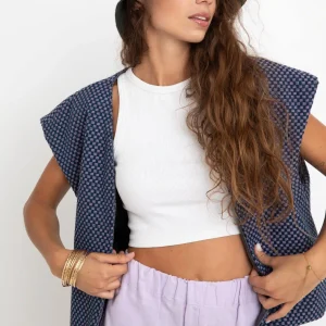 Gilet damier violet bleu