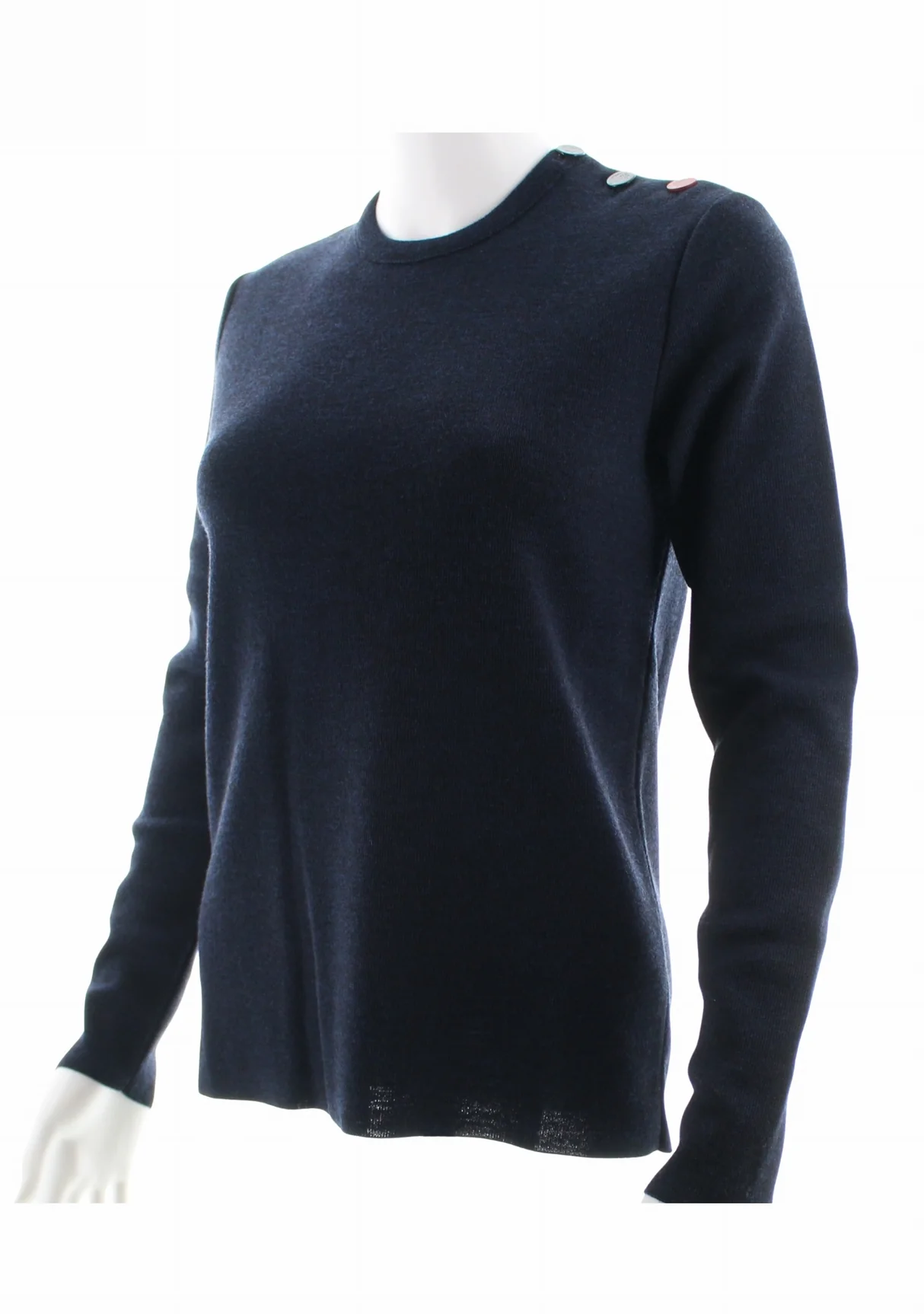 Pull marin femme en laine mérinos - Marine - Pivoines – Image 3