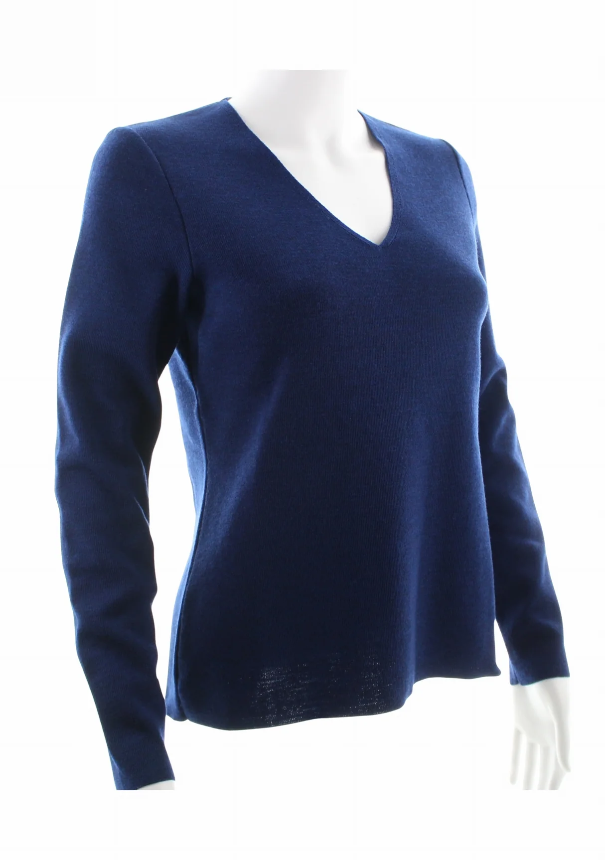 Pull femme en laine mérinos à col V - Bleu royal - Fleurs de rose – Image 5