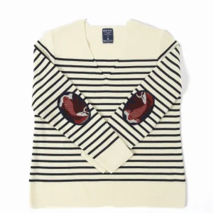Pull marin Femme rayé Carpe Col V