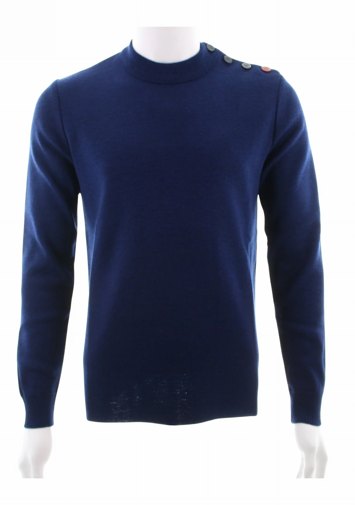 Pull marin homme en laine vierge - Bleu royal - Rayures asymétriques marine/jaune – Image 6