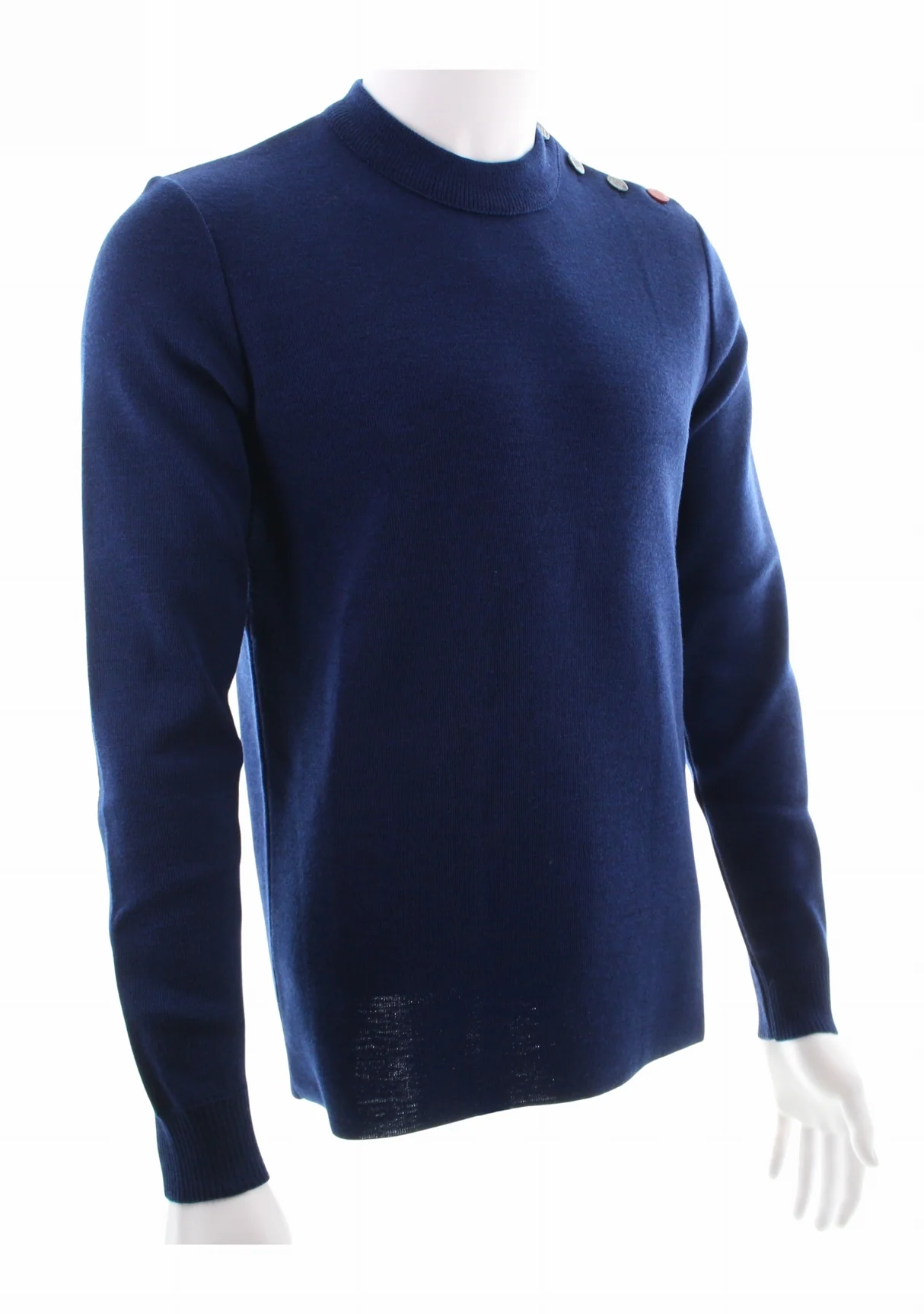 Pull marin homme en laine vierge - Bleu royal - Rayures asymétriques marine/jaune – Image 7