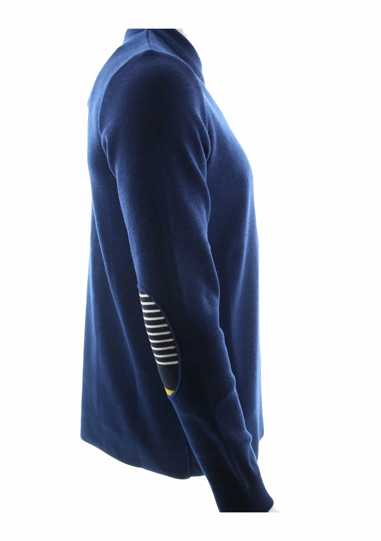 Pull marin homme en laine vierge - Bleu royal - Rayures asymétriques marine/jaune – Image 8