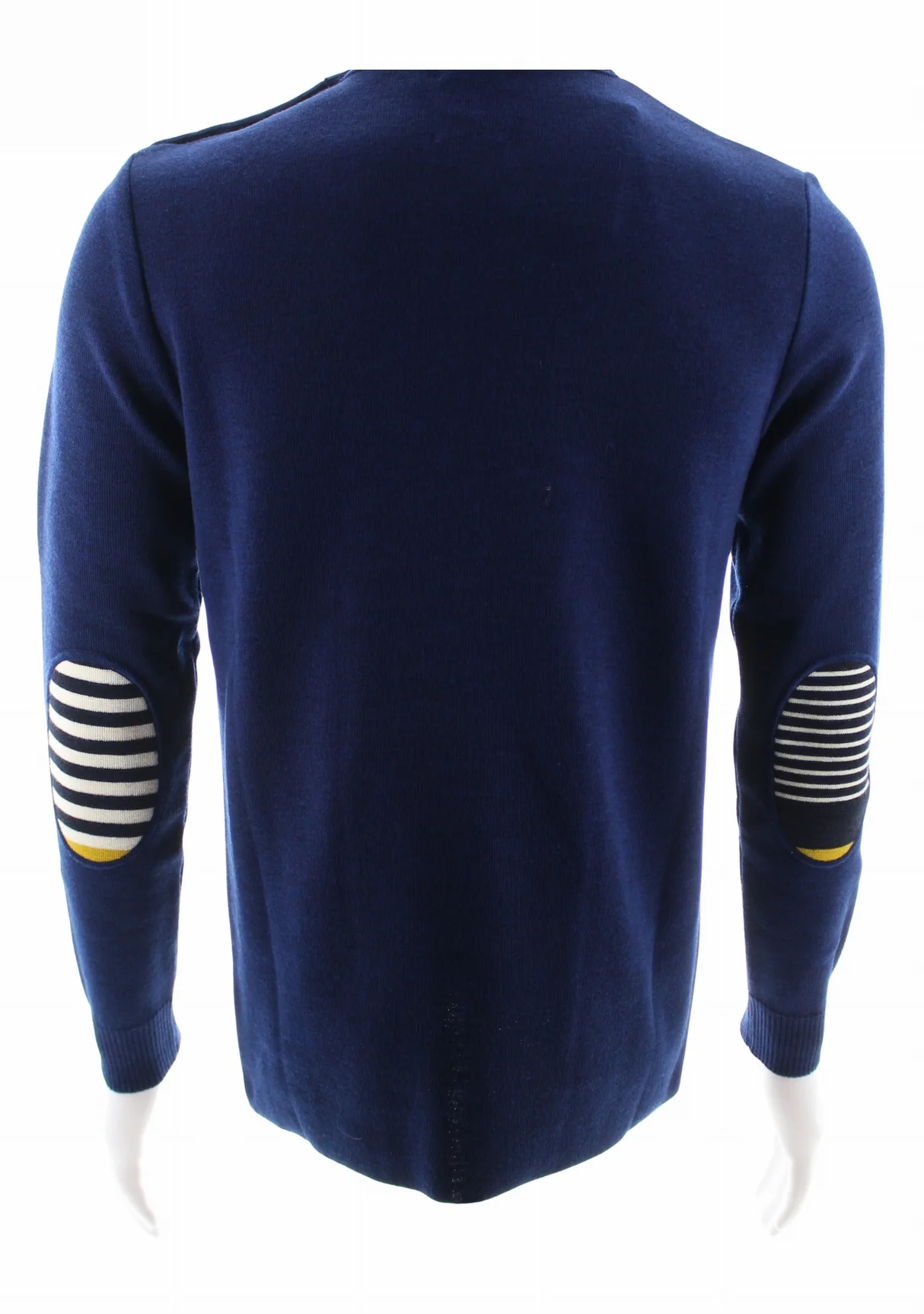 Pull marin homme en laine vierge - Bleu royal - Rayures asymétriques marine/jaune – Image 9
