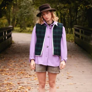 Gilet de berger Eva reversible femme carreaux black watch