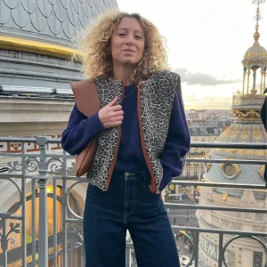 Gilet sans manche jacquard léopard