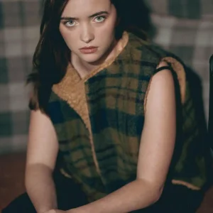 Gilet de berger sans manche vert/carreaux