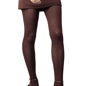 Collant Motif Chevron 45D Fashion Heather - Cacao