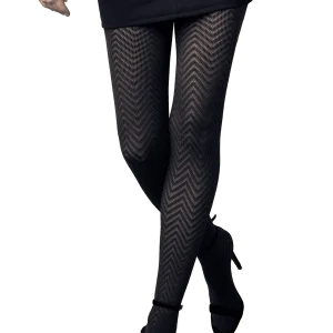 Collant Motif Chevron 45D Fashion Heather - Noir