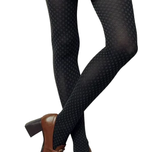 Collant Motif Géométrique 55D Fashion Honorine - Noir / Kaki
