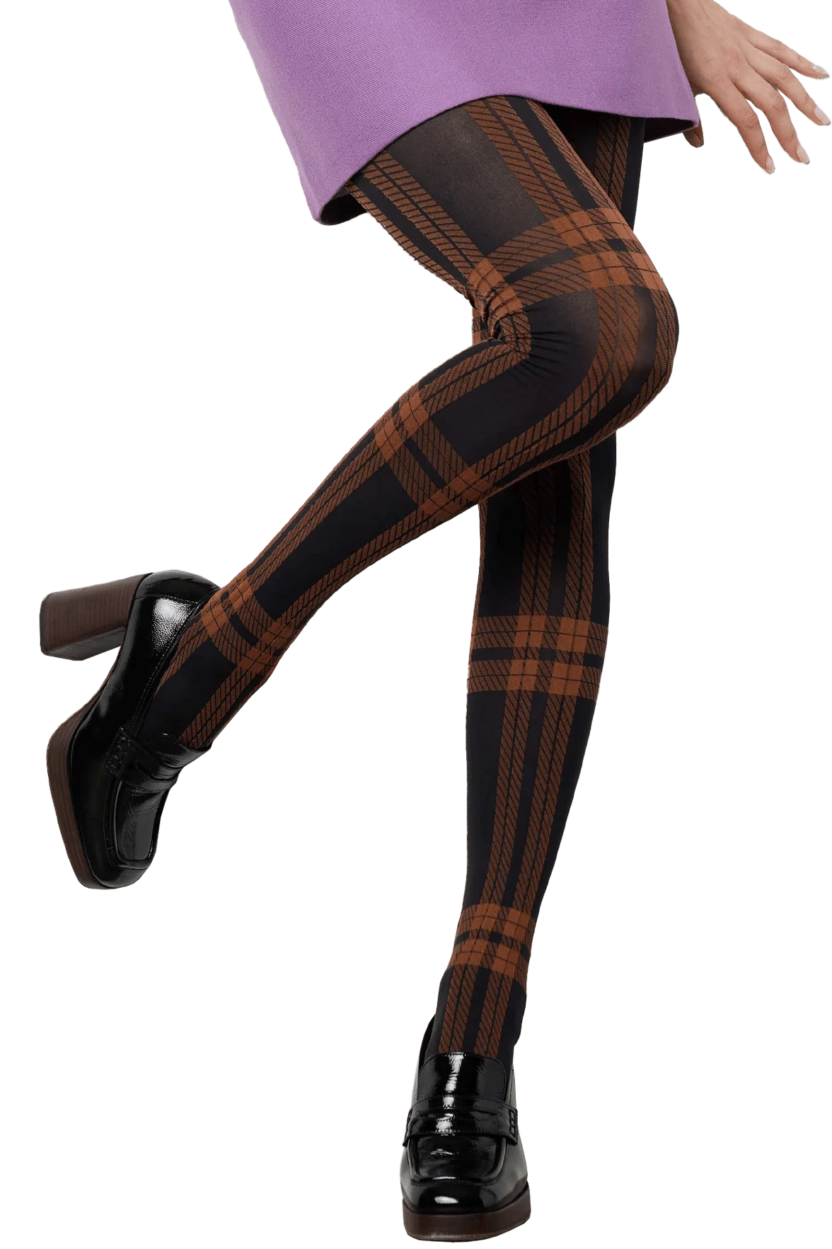 Collant Opaque Fantaisie Motif Tartan 50D Fashion Gayle - Safran